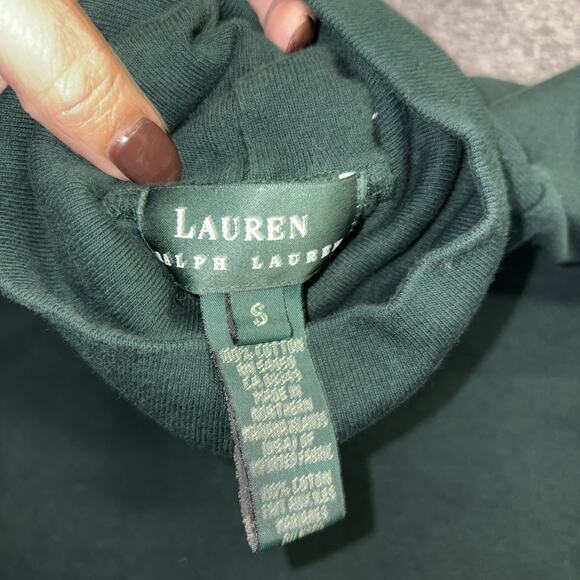 Lauren Ralph Lauren Women's Small Dark Green Turtleneck Top Classic Logo Preppy - Picture 3 of 6